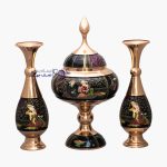 ست گلدان و شکلاتخوری مس نگار کد mn303