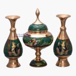 ست جفت گلدان و شکلاتخوری مس نگار کد mnsg295