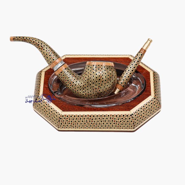 خاتمکاری ست زیر سیگاری پیپ و چوب سیگار کدsp171